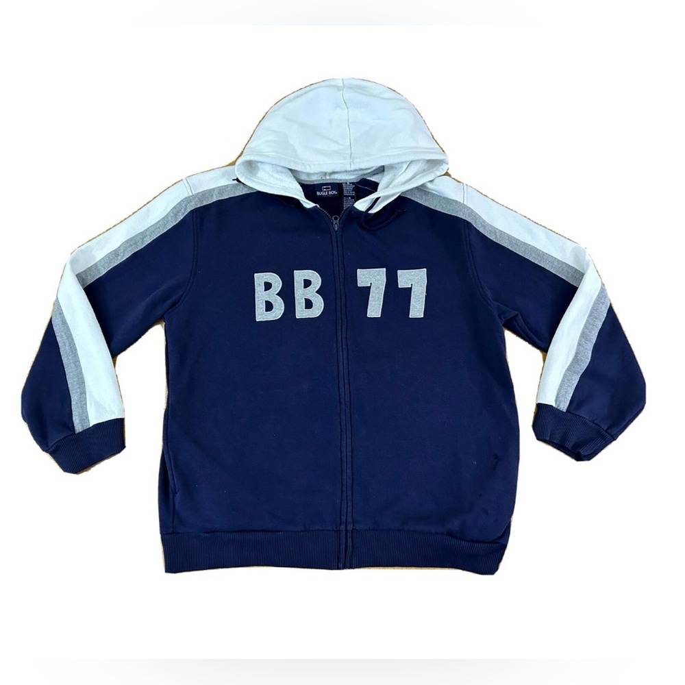 Rare Bugle Vintage 90s - early 2000 Boy BB 77 Navy and White Adult Hoodie Sz M